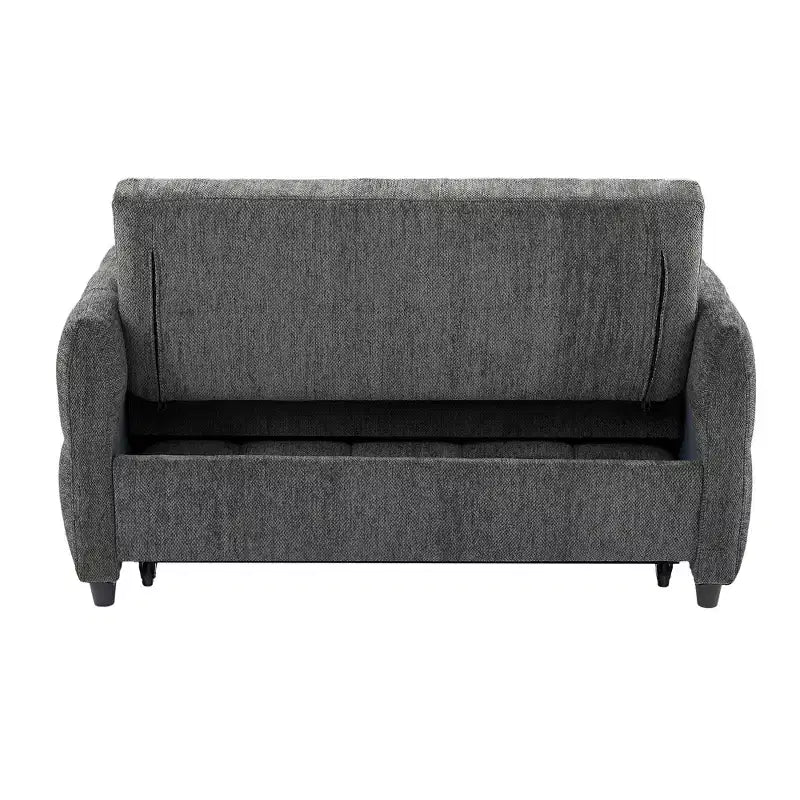 Divanetto Sleeper Estraibile da 52,8" con Schienale Regolabile, 3 Porte USB e Cuscini Lombari - Divano Letto Tufted in Ciniglia per Piccoli Spazi