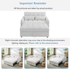 Divanetto Sleeper Estraibile da 52,8" con Schienale Regolabile, 3 Porte USB e Cuscini Lombari - Divano Letto Tufted in Ciniglia per Piccoli Spazi