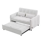 Divanetto Sleeper Estraibile da 52,8" con Schienale Regolabile, 3 Porte USB e Cuscini Lombari - Divano Letto Tufted in Ciniglia per Piccoli Spazi