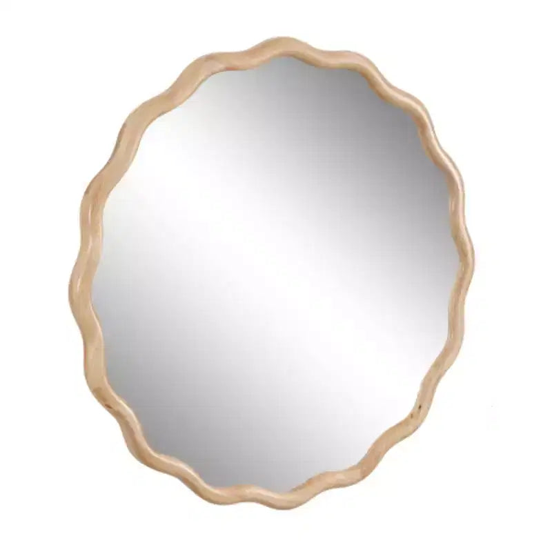 Specchio ondulato in legno massello 31 x 31 - Specchio da parete decorativo in legno naturale, per camera da letto, soggiorno, sala da pranzo, guardaroba, ingresso
