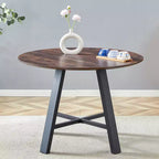 Tavolino rotondo da caffè, Tavolo da pranzo, Tavolino da cocktail moderno, Tavolino centrale, Tavolino d'appoggio con gambe in metallo, Oro+Bianco/Nero+Legno-ModernLuxe