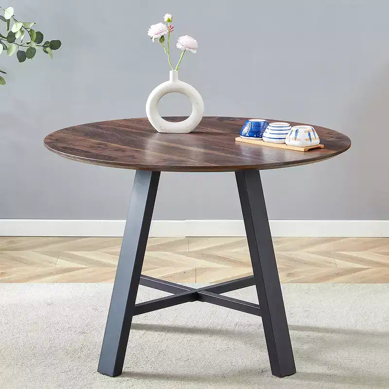 Tavolino rotondo da caffè, Tavolo da pranzo, Tavolino da cocktail moderno, Tavolino centrale, Tavolino d'appoggio con gambe in metallo, Oro+Bianco/Nero+Legno-ModernLuxe