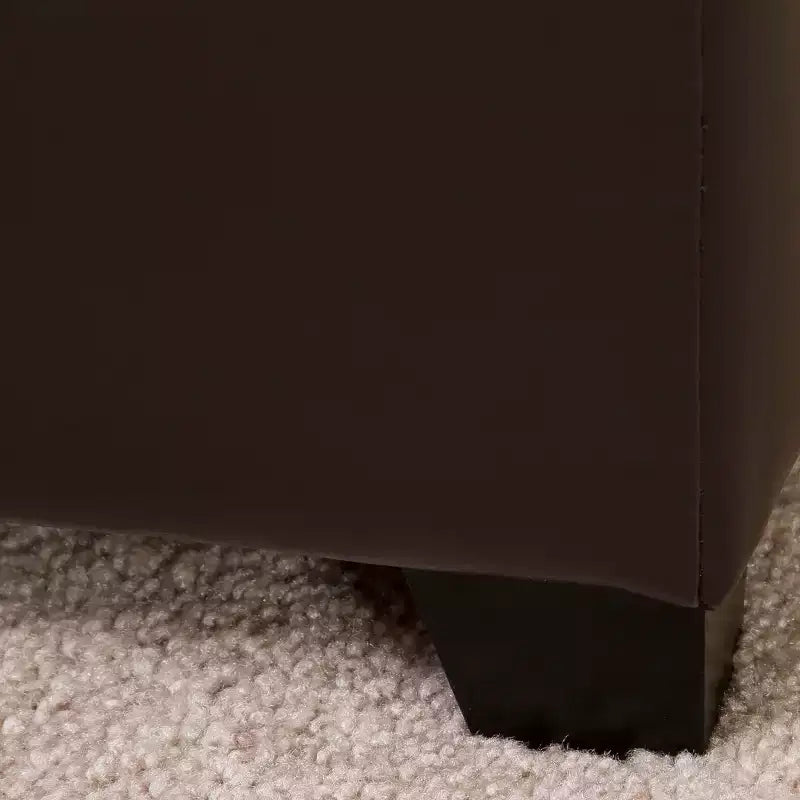 GDFStudio Brunello Pouf Contenitore Contemporaneo con Vassoio in Ecopelle, Cioccolato/Marrone Scuro