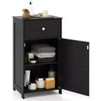 Mobile contenitore da pavimento Costway, organizer per bagno con armadietto e cassetto, mensola per asciugamani, bianco/grigio/nero