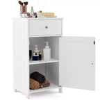 Mobile contenitore da pavimento Costway, organizer per bagno con armadietto e cassetto, mensola per asciugamani, bianco/grigio/nero