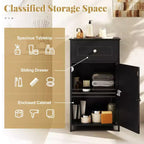 Mobile contenitore da pavimento Costway, organizer per bagno con armadietto e cassetto, mensola per asciugamani, bianco/grigio/nero
