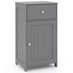 Mobile contenitore da pavimento Costway, organizer per bagno con armadietto e cassetto, mensola per asciugamani, bianco/grigio/nero