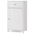Mobile contenitore da pavimento Costway, organizer per bagno con armadietto e cassetto, mensola per asciugamani, bianco/grigio/nero