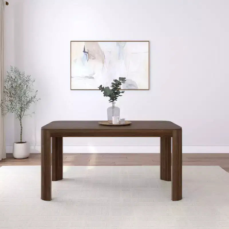Tavolo da pranzo Contour Plank+Beam, tavolo da cucina in legno massello da 60, tavolo rotondo moderno per 4, tavolo da cucina e da pranzo rettangolare in legno per la casa