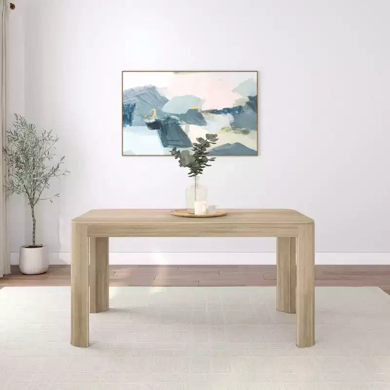 Tavolo da pranzo Contour Plank+Beam, tavolo da cucina in legno massello da 60, tavolo rotondo moderno per 4, tavolo da cucina e da pranzo rettangolare in legno per la casa
