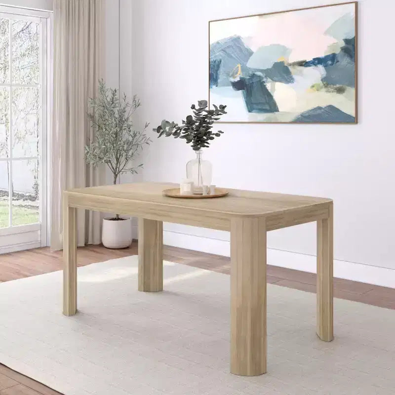 Tavolo da pranzo Contour Plank+Beam, tavolo da cucina in legno massello da 60, tavolo rotondo moderno per 4, tavolo da cucina e da pranzo rettangolare in legno per la casa