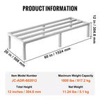 VEVOR Scaffale in Alluminio per Stoccaggio, Scaffale Commerciale per Alimenti da Pavimento 60 x 20, 12 Pollici da Terra, Capacità 1800 libbre, Scaffale di Stoccaggio in Alluminio Completamente Saldata