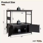 Mobile per acquario Bestier Gallon con presa di corrente, supporto nero per acquario con armadietti, mobile rettangolare per acquario con piedini regolabili e 4 ganci