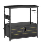 Mobile per acquario Bestier Gallon con presa di corrente, supporto nero per acquario con armadietti, mobile rettangolare per acquario con piedini regolabili e 4 ganci