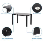 Set da pranzo da 5/7 pezzi con sedie in PU e tavolo da pranzo in vetro temperato, nero-ModernLuxe