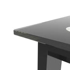 Set da pranzo da 5/7 pezzi con sedie in PU e tavolo da pranzo in vetro temperato, nero-ModernLuxe