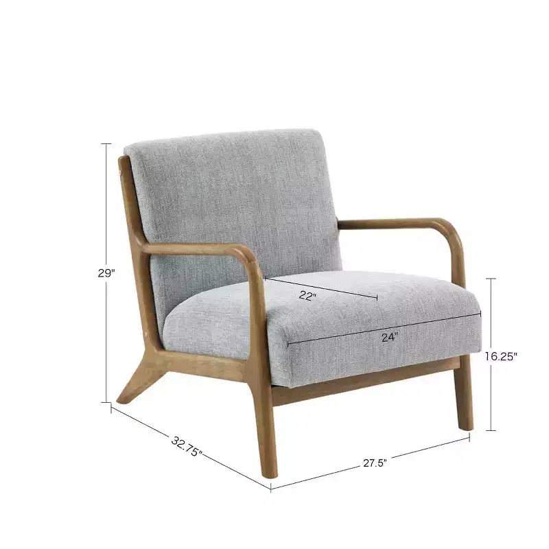 Poltrona imbottita Okak Leisure, 1 pz, in legno massello, stile Mid-Century, per lettura, soggiorno, camera da letto, sala d'attesa