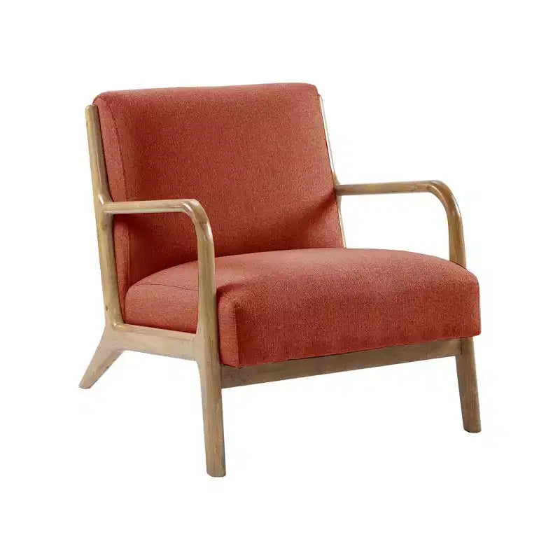 Poltrona imbottita Okak Leisure, 1 pz, in legno massello, stile Mid-Century, per lettura, soggiorno, camera da letto, sala d'attesa