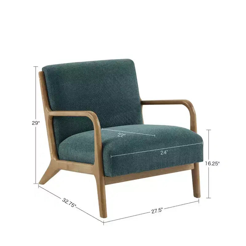 Poltrona imbottita Okak Leisure, 1 pz, in legno massello, stile Mid-Century, per lettura, soggiorno, camera da letto, sala d'attesa