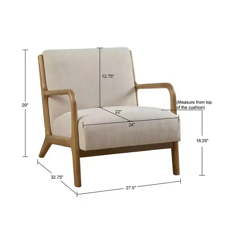 Poltrona imbottita Okak Leisure, 1 pz, in legno massello, stile Mid-Century, per lettura, soggiorno, camera da letto, sala d'attesa