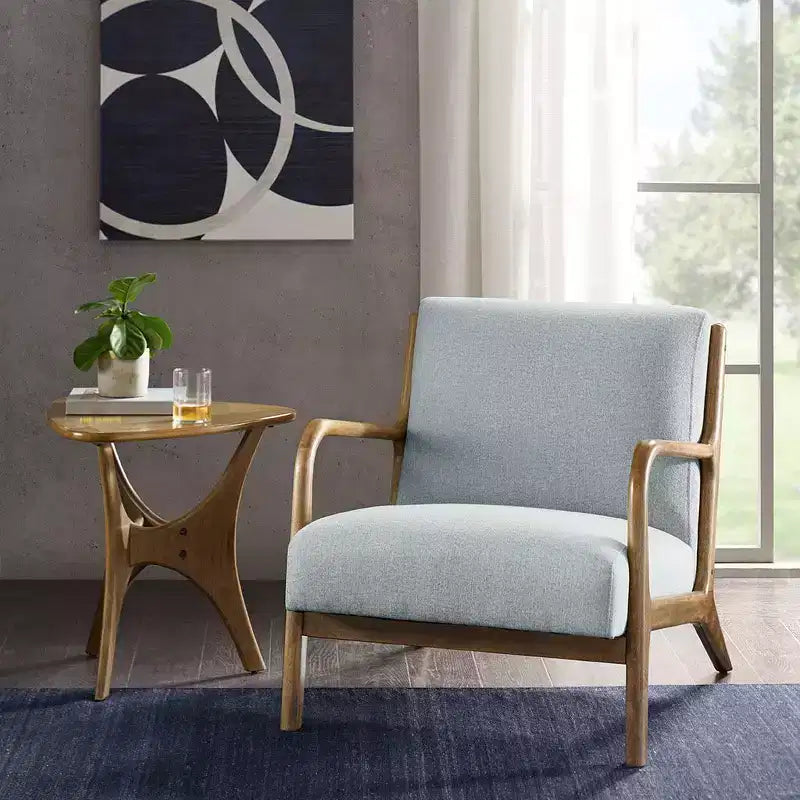 Poltrona imbottita Okak Leisure, 1 pz, in legno massello, stile Mid-Century, per lettura, soggiorno, camera da letto, sala d'attesa