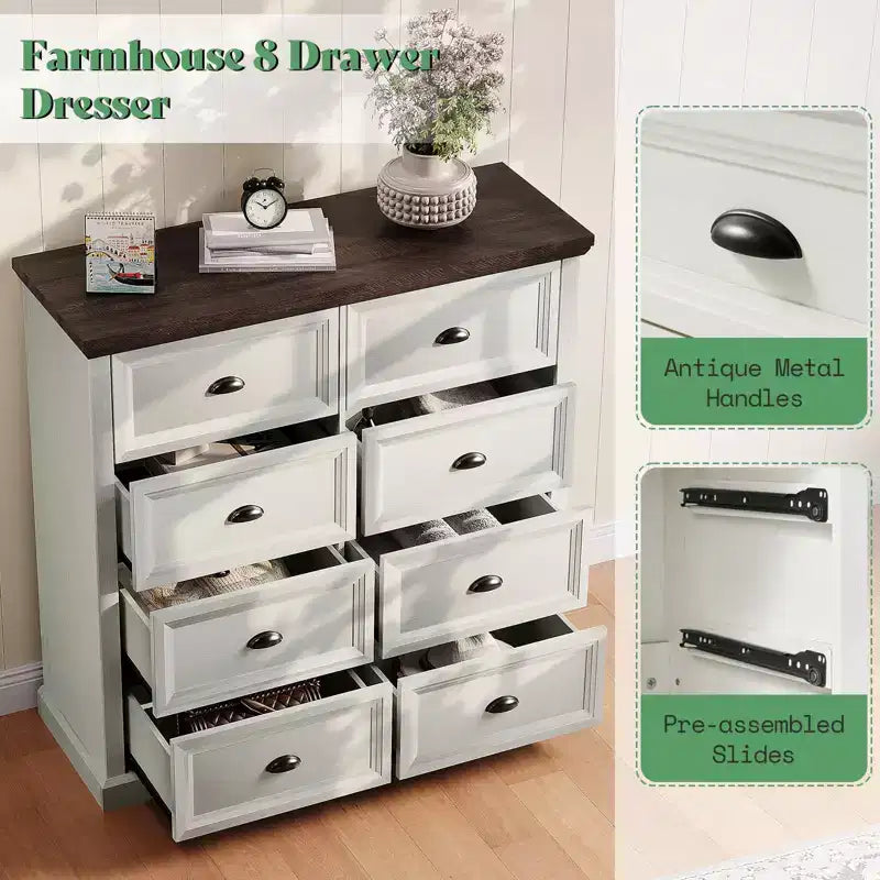 Cassettiera da Comodino con Cassetti Contenitori Stile Rustico AMERLIFE
