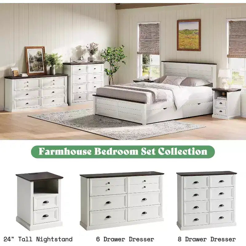 Cassettiera da Comodino con Cassetti Contenitori Stile Rustico AMERLIFE