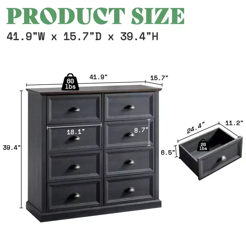 Cassettiera da Comodino con Cassetti Contenitori Stile Rustico AMERLIFE