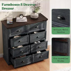 Cassettiera da Comodino con Cassetti Contenitori Stile Rustico AMERLIFE