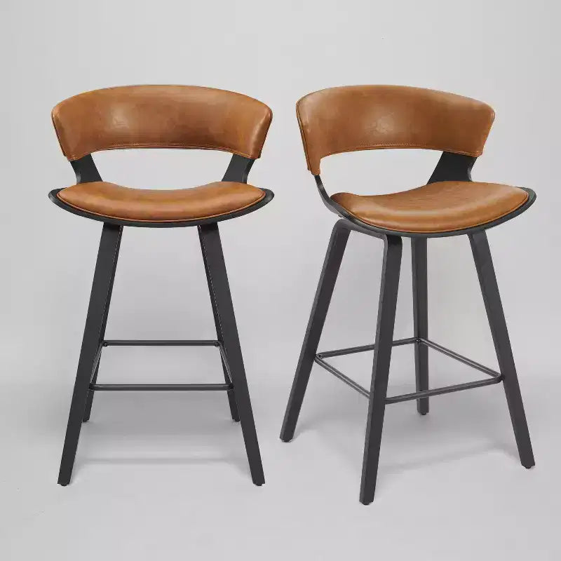 Art Leon Sgabello da Bar Confortevole in Similpelle e Legno, Set da 2