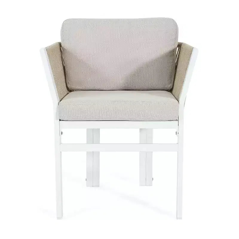 MAYEERTY Set di 2 Sedie da Esterno per Patio in Alluminio con Accenti in Rattan e Cuscini Resistenti alle Intemperie