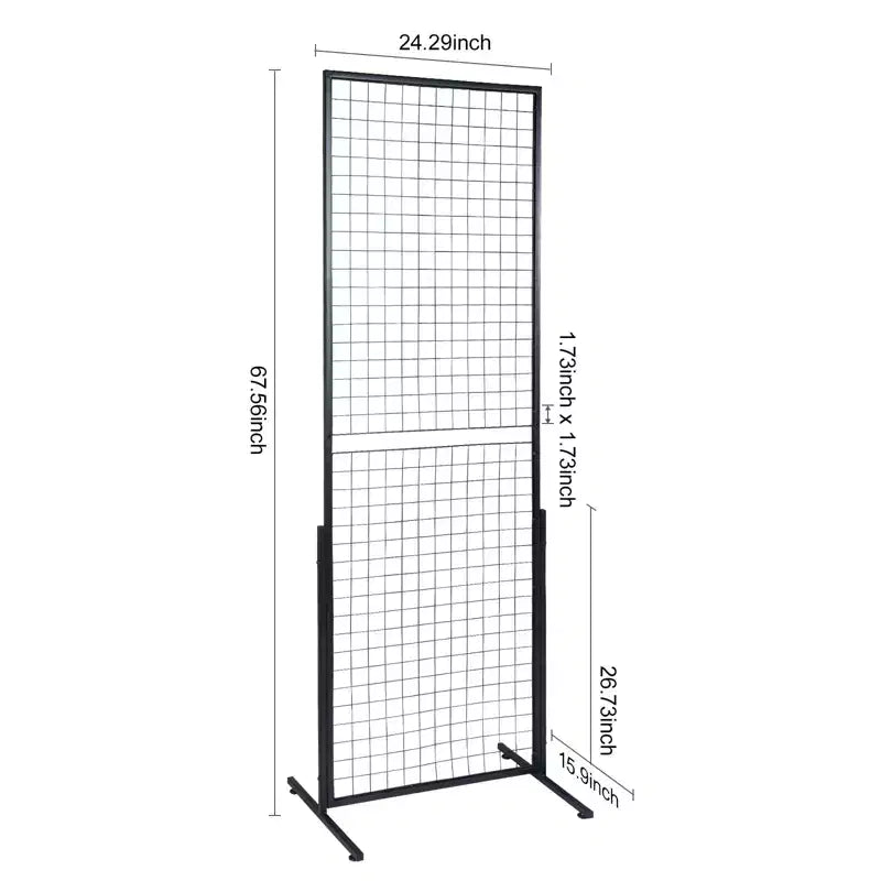 VEVOR Pannelli a griglia 60 x 170 cm, 2 pezzi, espositori a griglia in filo metallico con base a T, autoportanti, pannelli a griglia a doppia faccia