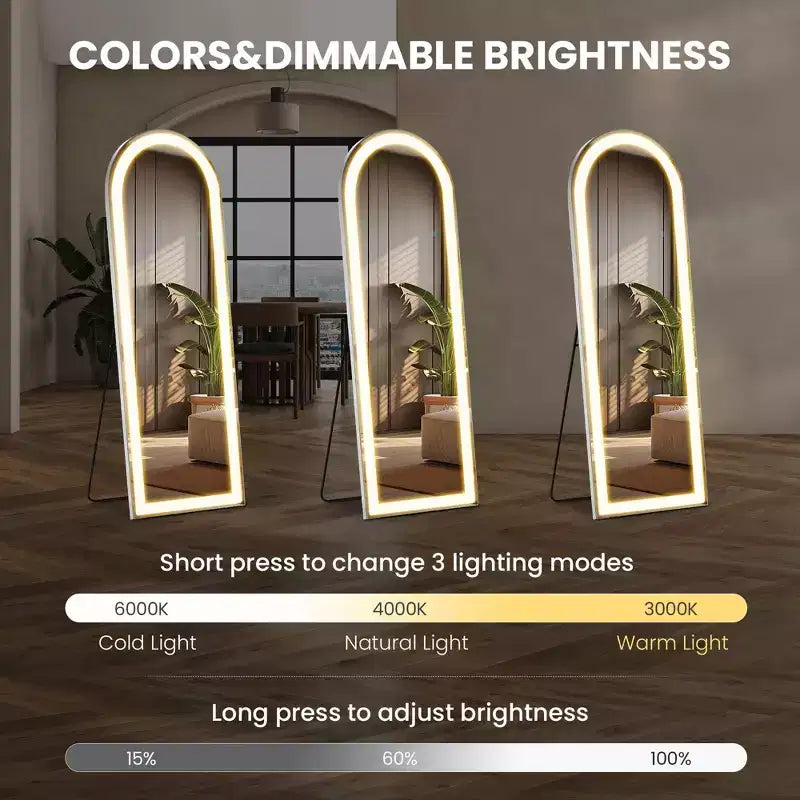 Specchio da Bagno Ovale a LED 63x20 Pollici, Specchio da Trucco Illuminato con Funzione Anti-Appannamento, Bianco