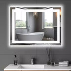 Specchio da bagno illuminato 24x32 pollici, specchio da parete con cornice in alluminio e 3 colori di illuminazione, bianco