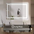 Specchio da bagno illuminato 24x32 pollici, specchio da parete con cornice in alluminio e 3 colori di illuminazione, bianco