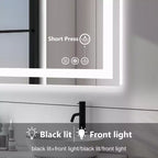 Specchio da bagno illuminato 24x32 pollici, specchio da parete con cornice in alluminio e 3 colori di illuminazione, bianco