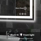 Specchio da bagno illuminato 24x32 pollici, specchio da parete con cornice in alluminio e 3 colori di illuminazione, bianco