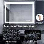 Specchio da bagno illuminato 24x32 pollici, specchio da parete con cornice in alluminio e 3 colori di illuminazione, bianco