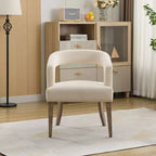 25.79W Poltrona di design moderna con schienale aperto e gambe in legno massiccio effetto invecchiato, sedia da pranzo - ModernLuxe