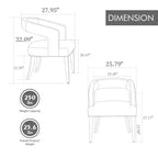 25.79W Poltrona di design moderna con schienale aperto e gambe in legno massiccio effetto invecchiato, sedia da pranzo - ModernLuxe