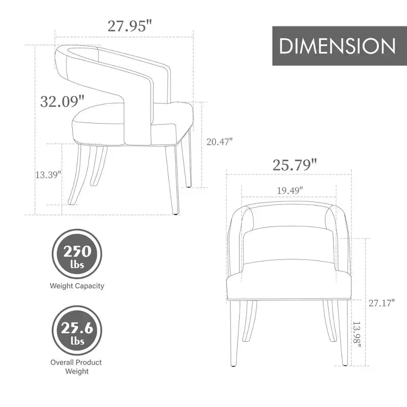 25.79W Poltrona di design moderna con schienale aperto e gambe in legno massiccio effetto invecchiato, sedia da pranzo - ModernLuxe