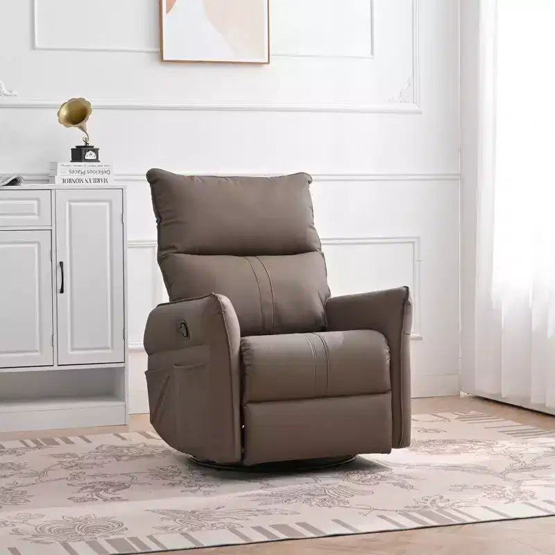 Poltrona reclinabile a dondolo Okak con tasca laterale, girevole a 360°, piccola poltrona a dondolo per cameretta, soggiorno, camera da letto, home theater