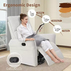 Poltrona reclinabile a dondolo Okak con tasca laterale, girevole a 360°, piccola poltrona a dondolo per cameretta, soggiorno, camera da letto, home theater