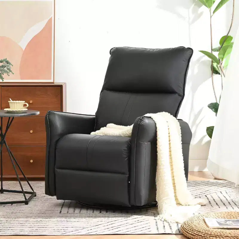 Poltrona reclinabile a dondolo Okak con tasca laterale, girevole a 360°, piccola poltrona a dondolo per cameretta, soggiorno, camera da letto, home theater
