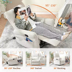 Poltrona reclinabile a dondolo Okak con tasca laterale, girevole a 360°, piccola poltrona a dondolo per cameretta, soggiorno, camera da letto, home theater