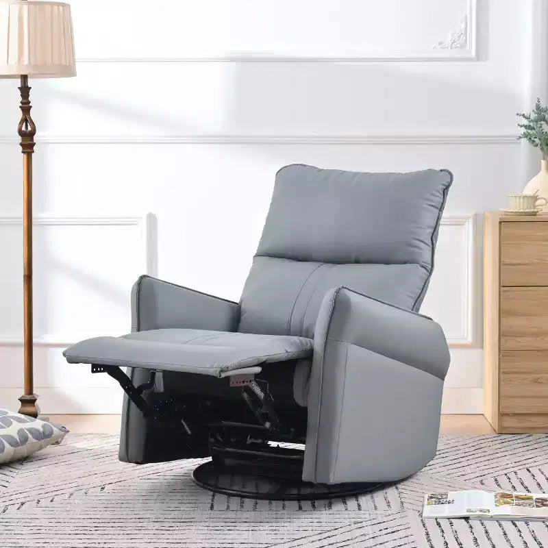 Poltrona reclinabile a dondolo Okak con tasca laterale, girevole a 360°, piccola poltrona a dondolo per cameretta, soggiorno, camera da letto, home theater