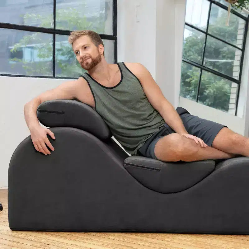 Avana Luvu Lounger - Chaise longue per Yoga, Esercizi, Massaggi - Schiuma ad alta densità - Prodotto negli USA - Grigio chiaro