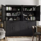 Mobiletto decorativo alto 62 pollici a venatura di legno nero con spazio sufficiente per 12 ripiani
