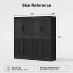 Mobiletto decorativo alto 62 pollici a venatura di legno nero con spazio sufficiente per 12 ripiani