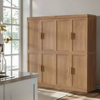Mobiletto decorativo alto 62 pollici a venatura di legno nero con spazio sufficiente per 12 ripiani